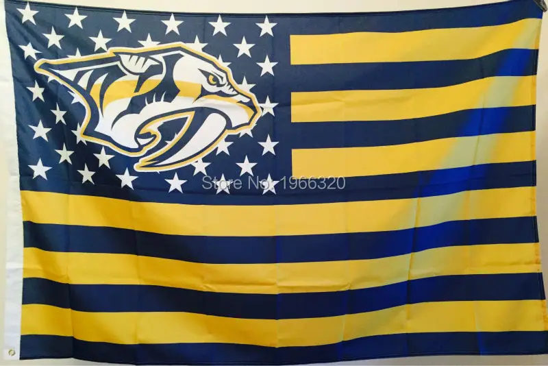 Hockey Nashville Predators with modified US Banner Flying Flag 3ft x
