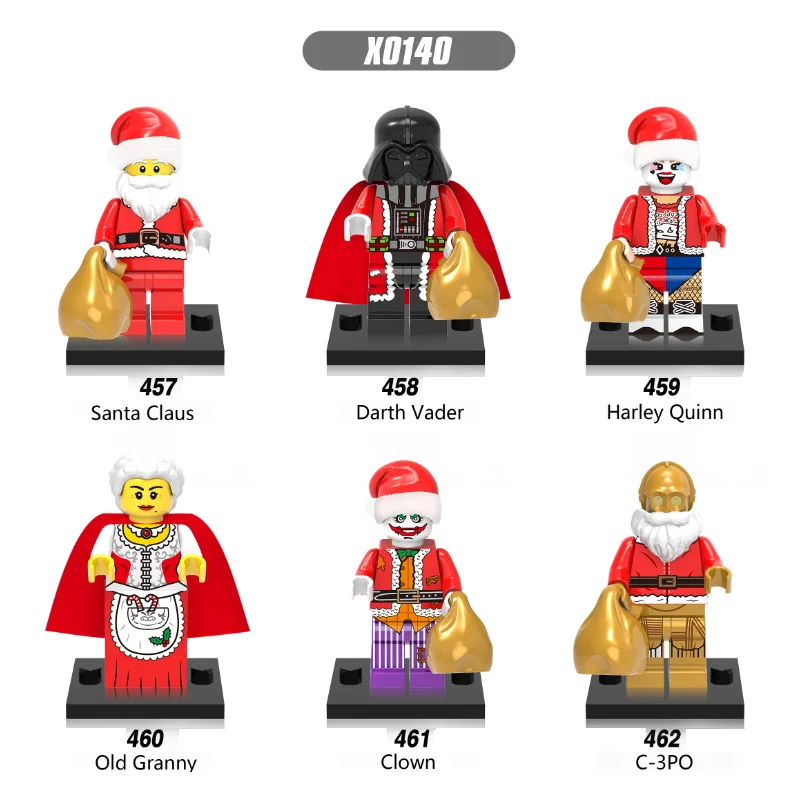 

Single Sale X0140 Christmas Gift Gifts Mrs Claus Santa Sack Darth Vader Joker C3PO Harley Quinn Building Block Children Toy