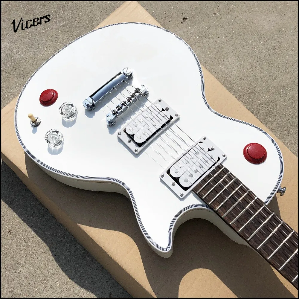 Nueva tienda china interruptor cabeza de cubo estilo Guitarra 24 trastes Guitarra eléctrica alpino blanco Guitarra... venta caliente de alta calidad