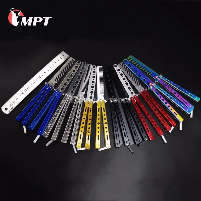 

Stainless Steel Folding Butterfly Knife Balisong Style Knife Comb Stunning CS GO Practice Training Tool
