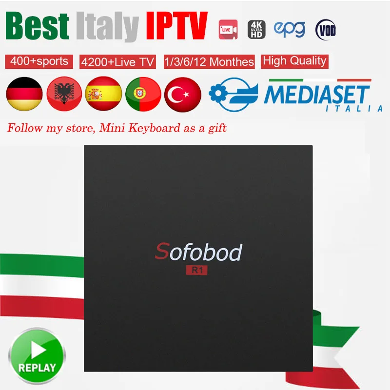 

Sofobod Android TV box +Super IPTV Subscription 4500 channels Arabic Europe Italian Spanish live stream player smart tv adult