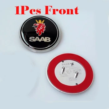 1pcs front black 68 мм углеродистая черная SAAB крышка переднего капота автомобиля эмблема задний значок наклейка автомобильная Эмблема Для 03-10 Saab 9-3 9-5 93 95 - Цвет: 1pcs front black