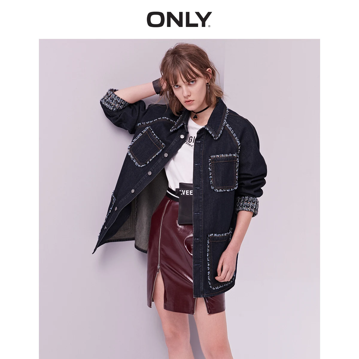 

ONLY 2019 Spring Summer New Women's Loose Fit Denim Coat |119154532
