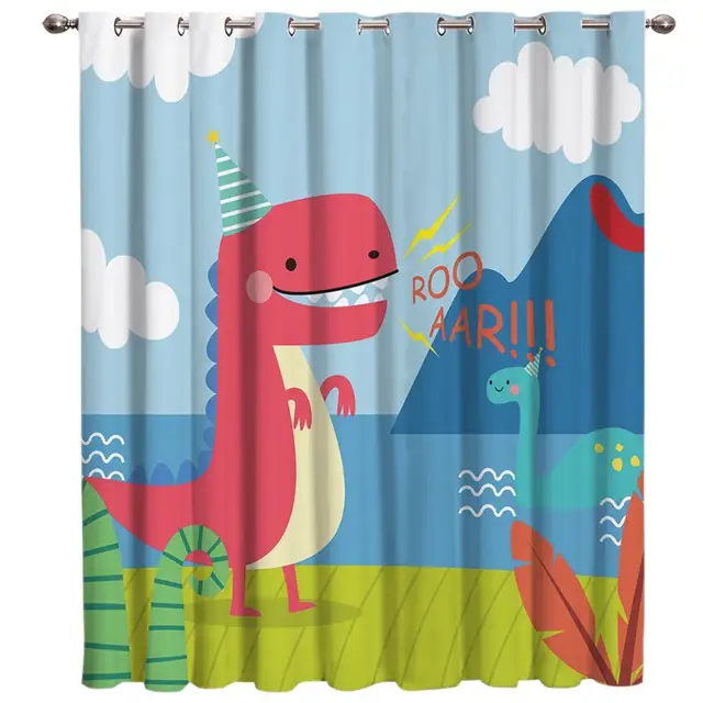Lovely Dinosaur Patterns Room Curtains Large Window Curtain Lights