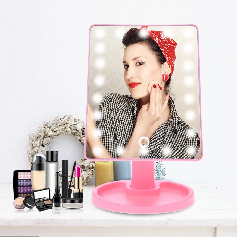 

Adjustable LED Touch Screen Makeup Mirror USB Charging 180 Degree Rotatable Square Vanity Mirror Cosmetic Tools Dropshipping