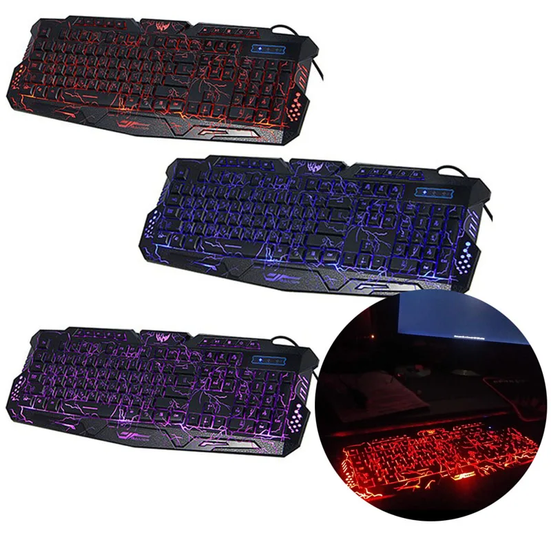 1 шт. Регулируемый трещины Подсветка LED Pro Gaming Keyboard USB проводной питание полный N-Key для Компьютерная периферия