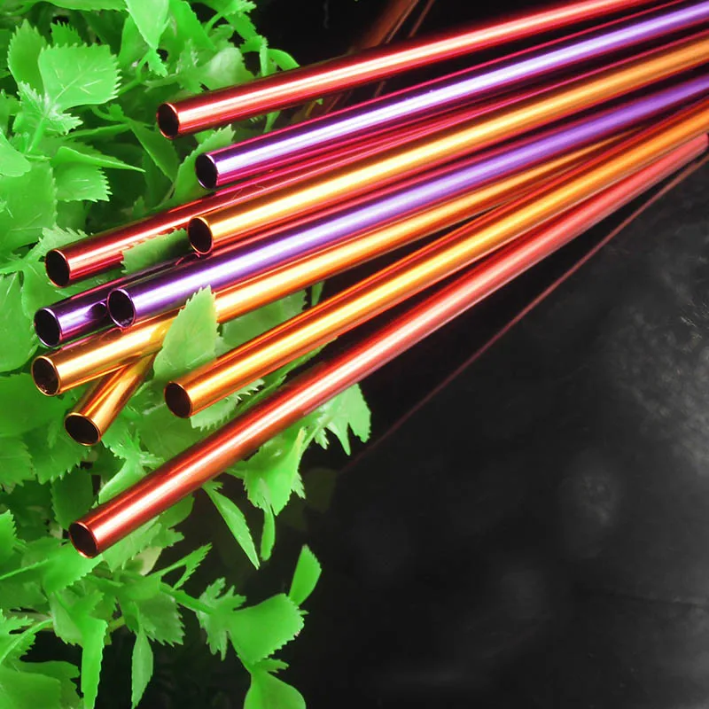 10pcs 21cm to 24cm Metal Straws Colorful Aluminum Drinking Straws Food Grade Juicy Straws Mixed