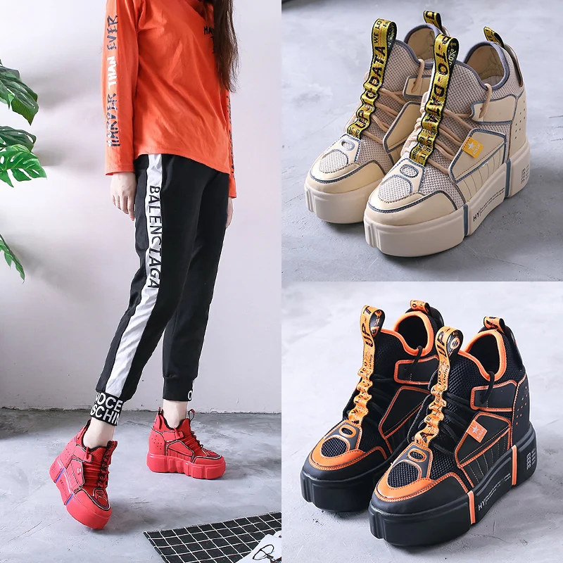 

Increased women's shoes Korean version of the wild new tide platform casual shoes mesh sponge cake shoes.