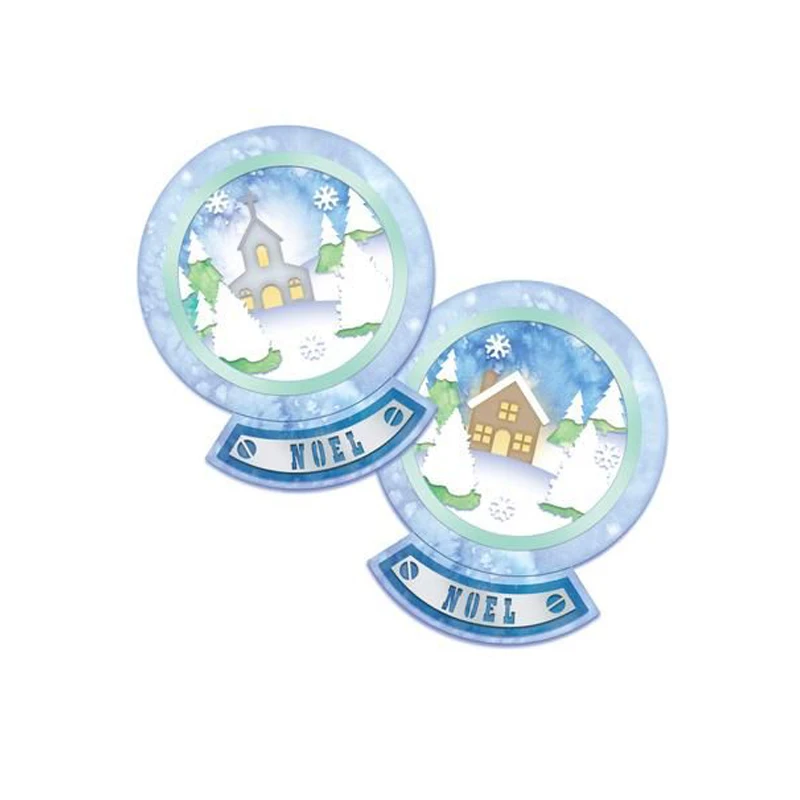 

YaMinSanNiO 14Pcs/Lots Snow Globe Metal Cutting Dies 206*117MM DIY Cards New Christmas Ornaments Pine Scrapbooking Craft Stencil