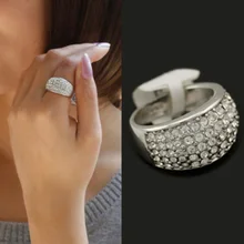 Wholesale Ball Shaped Sliver Plated Ring Jewelry Full Austrian Crystal Ring