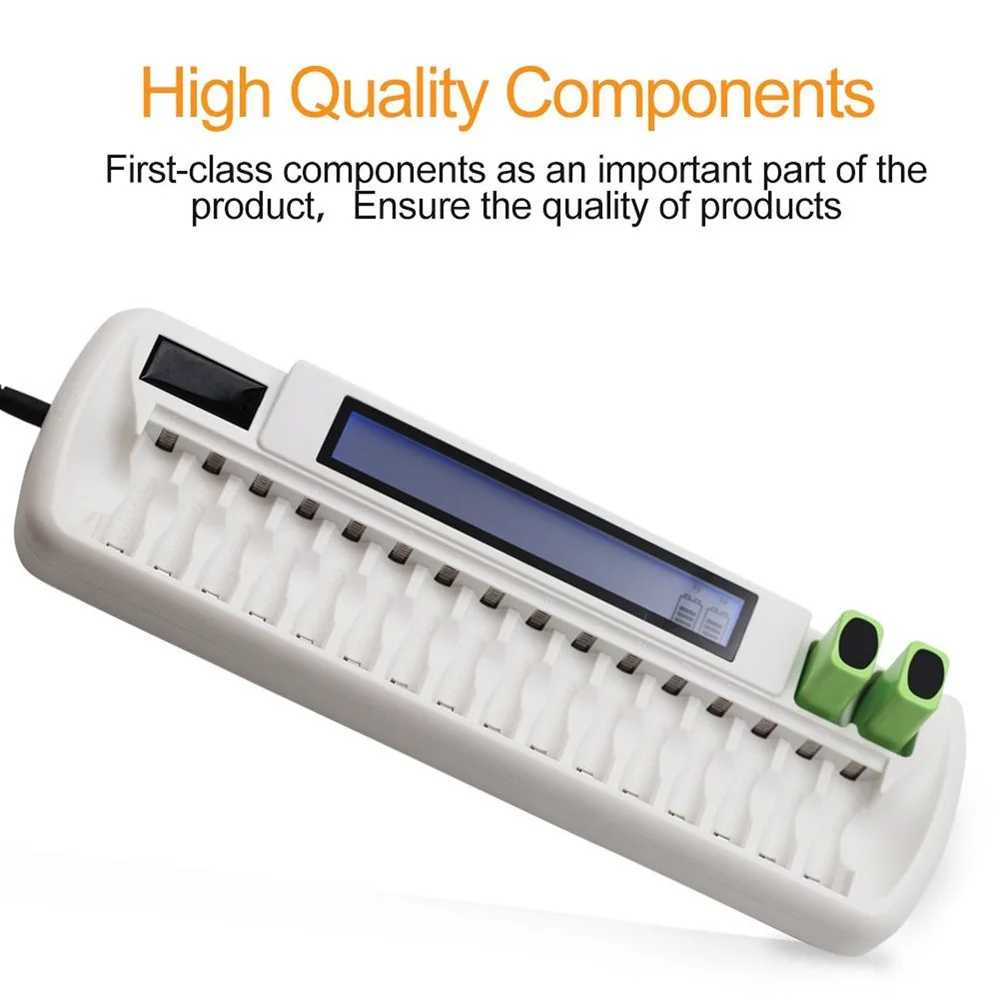 Drop Shipping 8 PCS/OEM LCD&LED Indication Rechargeable 18 Bay Fast Smart Charger For AA/AAA Ni-MH/Ni-Cd rechargeable batteries