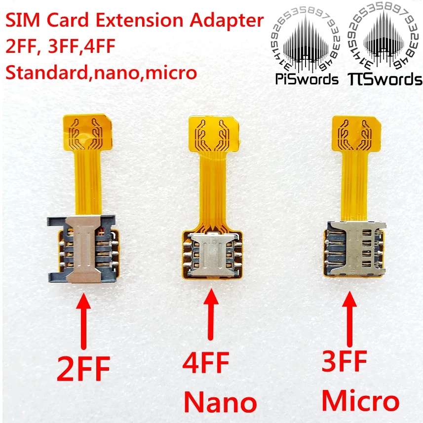 

Double Dual SIM Card extension adapter converter to 4FF Nano 3FF micro 2FF standard sim card Soft Cable Extender