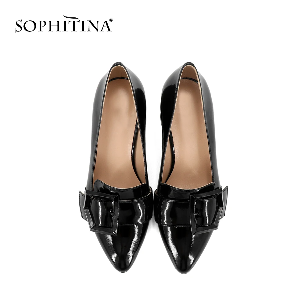 SOPHITINA/Новые осенние женские туфли лодочки модные из лакированной кожи с острым