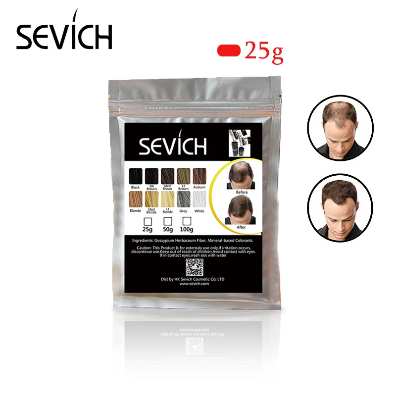 Sevich refill 25g hair loss product hair building fibers powders thicken thin hair 10 colors keratin hair regrowth in 30 seconds