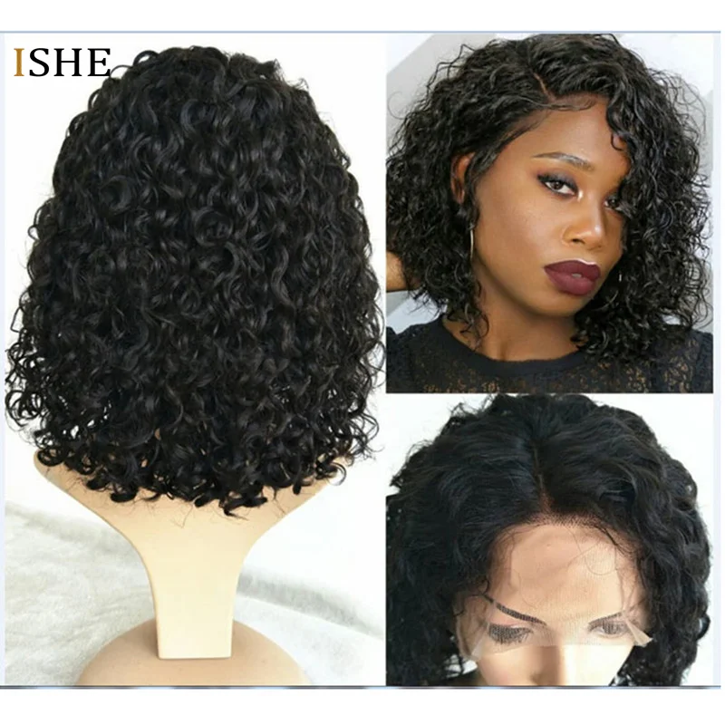 

13*6 Deep Part Lace Front Human Hair Wigs Deep Curly Bob Wigs Remy Hair Preplucked With Baby Hair Full End For Women Black Curls