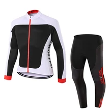 Wolfkei Новая осень Ropa Ciclismo белый-черный Велоспорт Джерси/Открытый велосипед Костюмы длинные колготки комплект/MTB Велосипедная форма# wk2531