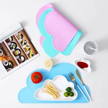 Милая Детская силиконовая подставка в форме облака настольная пластина FDA коврик Детские устойчивые колодки BPA бесплатно водонепроницаемый набор сервировочные маты кухонные настольные коврики