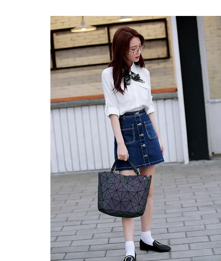 2017 Bao Bao bag Women Luminous sac baobao Bag Diamond Tote Geometry Quilted Shoulder Bags Laser Plain Folding Handbags bolso (9)