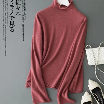 

100% Pure Cashmere Knitted Sweater Women Pullover 4Colors Flare Sleeve Jumpers Woman Sweaters High Quality Soft Female Clothes