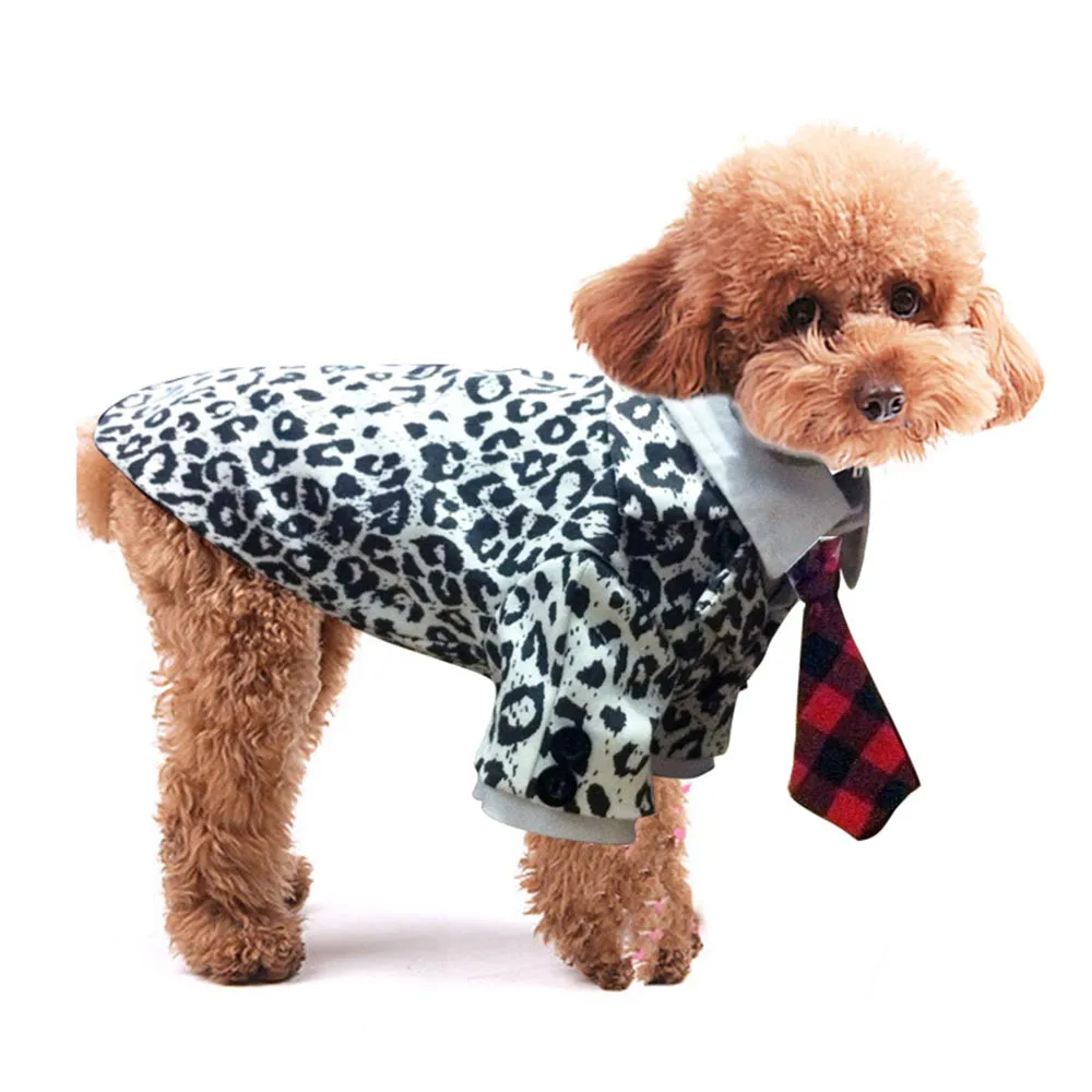 Модные леопардовые Стиль одежда для домашних животных, собак, одежда для девочек в джентльменском стиле для малышей; с щенками, пуловер