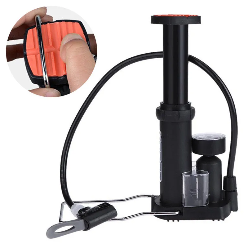 Bomba de pista para coche motos 170PSI Schrader bomba de baloncesto Inflador de mano de neumático de motocicleta con neumático de bicicleta de calibre Bomba de pista para coche motos 170PSI Schrader bomba de baloncesto Inflador de mano de neumático de motocicleta con neumático de bicicleta de calibre