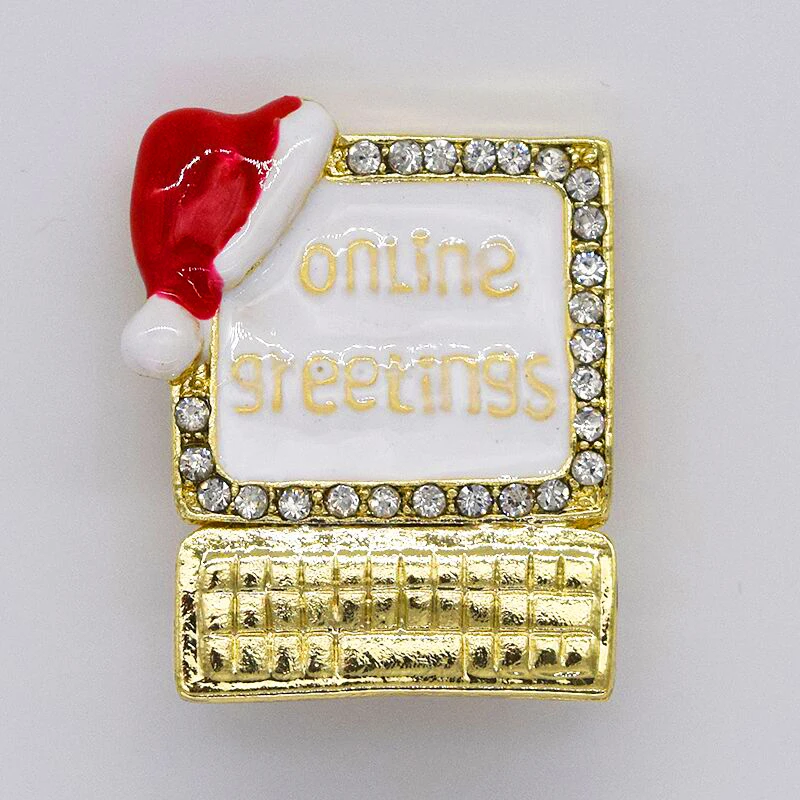 

12pcs/lot Fashion Brooch Rhinestone Enamel online greetings Pin brooches Jewelry Christmas Gift C102485