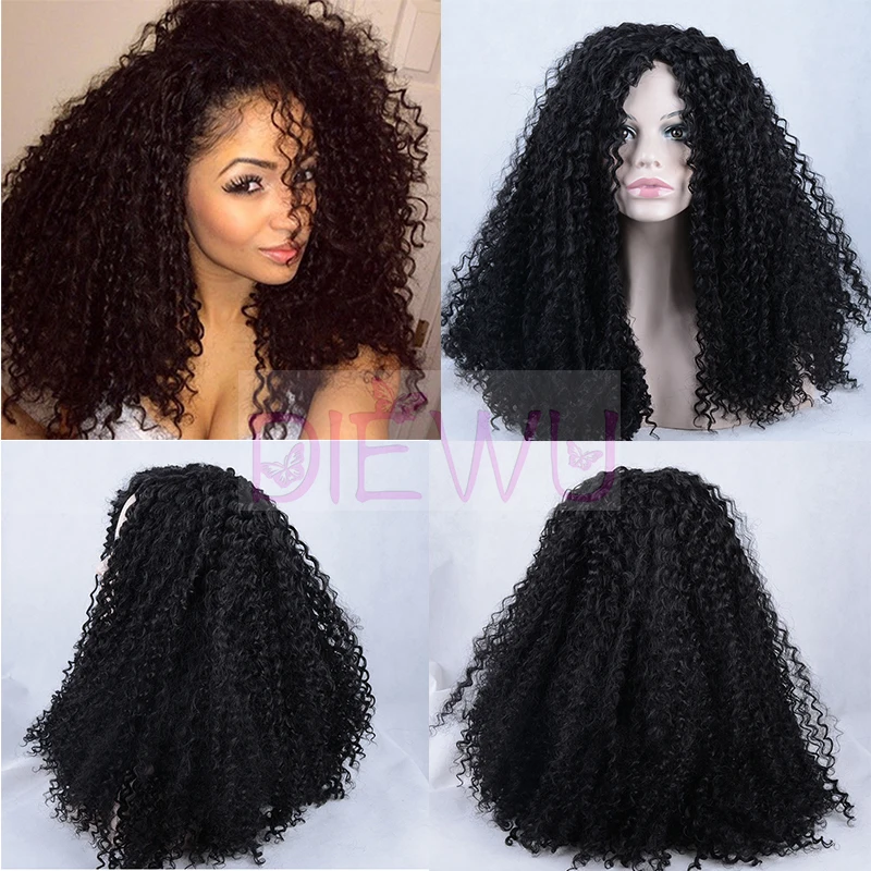 

2017 New Popular Small Curly Heat Resistant Lace Front Wig Kinky Curly Hair Synthetic Wigs For African American Black Womans