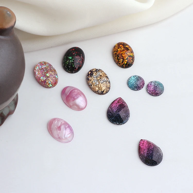 

New 40pcs/lot glitter decoration geometry ovals/water drop shape flatback beads fit jewelry earring/garments pendant accessory