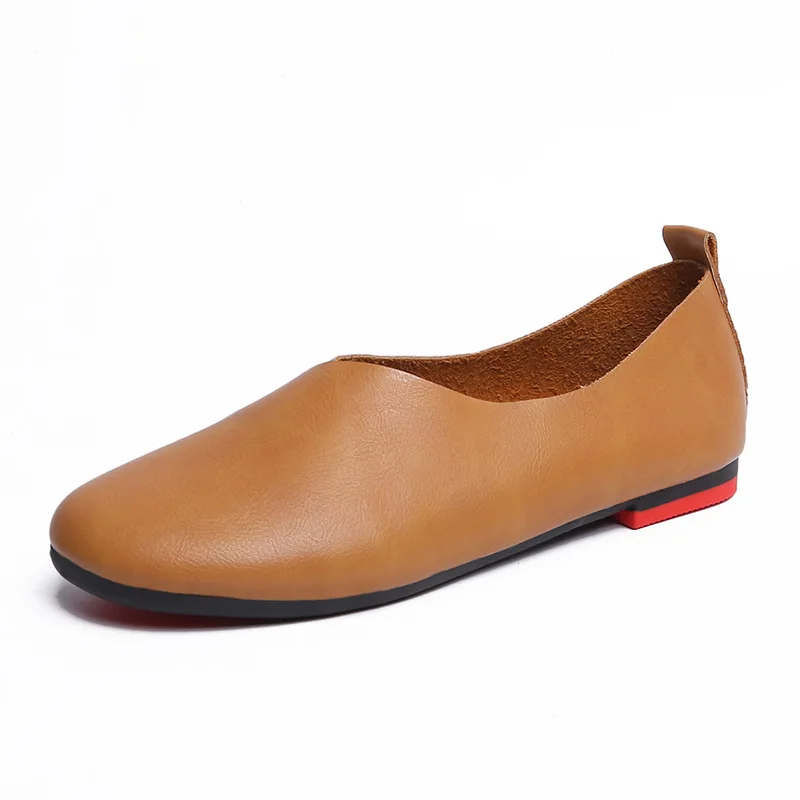 

Cross-border Large Size Artistic Women's Shoes Round Head Shallow Mouth Flat Bottom Mother's Spring ComfortablePu
