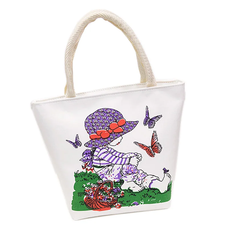Модная повседневная женская маленькая сумочка с мультяшным принтом, Женская Высококачественная прочная Холщовая Сумка, женская сумка для покупок и отдыха - Цвет: B