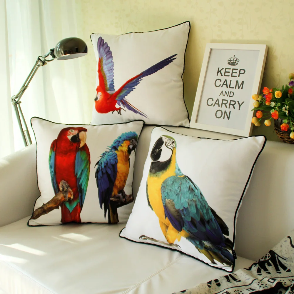 colorful bird cushion cover modern chic home decor parrot sofa couch