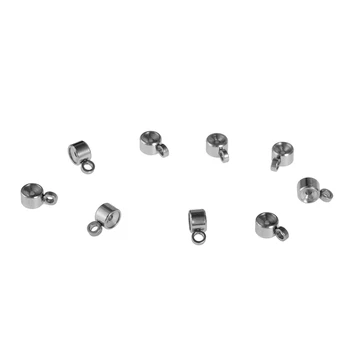 

10PCS Stainless Steel Silver Tone Cylinder Charms Design With Crystal for Necklace Bracelet Jewelry DIY Making