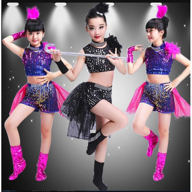 

Children boy girl Dance jazz Costume New Style Sequin hip hop Dance Jazz wear Kids Dance Competitions Performance Stage skirt
