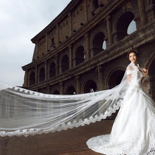 9.8 м фаты новое поступление долго завеса один слой тюля фата мантилья собор аппликация край из бисера фата V816