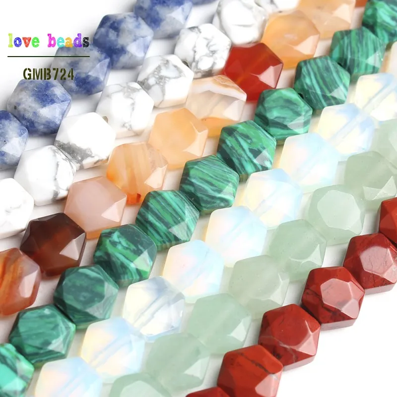 

8x8mm Natural Rose Quartzs India Agates Faceted Hexagon Stone Beads for Jewelry Making DIY Bracelet 27pcs strand