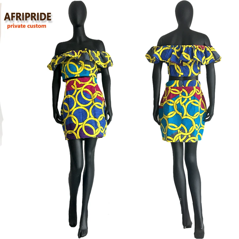Летняя одежда для женщин AFRIPRIDE частный Топ без бретелей+ Эротичная миниюбка женский костюм плюс размер батик хлопок A722627