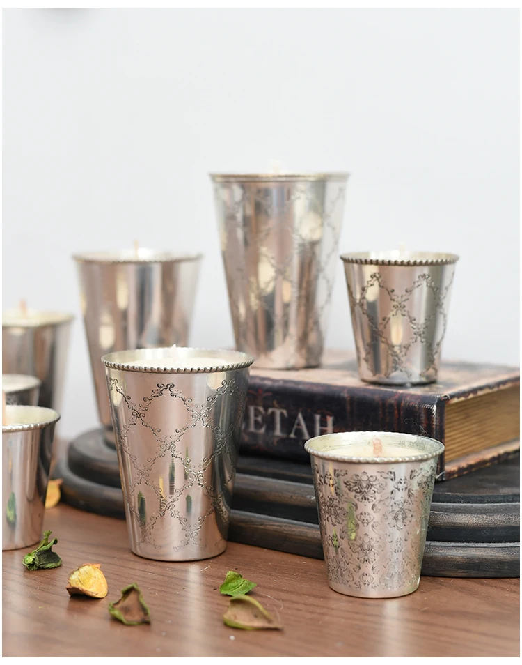 Diske imported retro pattern metal candle cup aromatherapy girandola