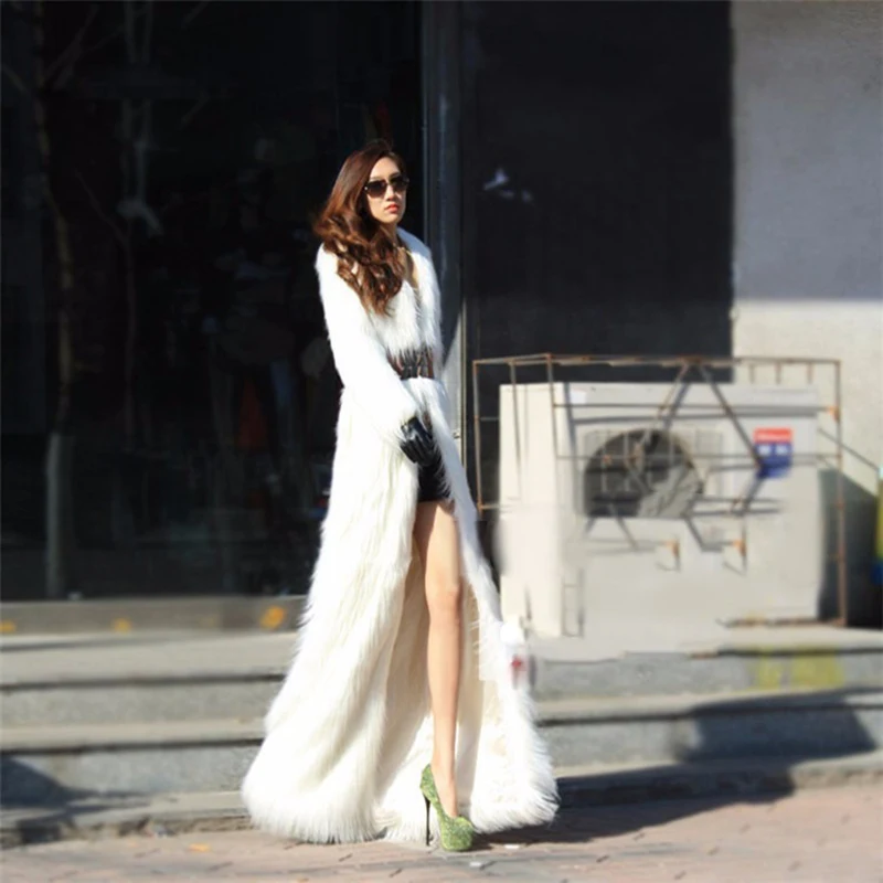 

Plus long faux fur coat female 2018 winter jacket womens fox fur coats ladies thicken warm fur overcoat womens large size jacket