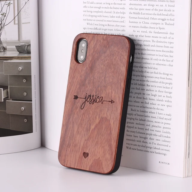 Archer Heartbeat Lover Cupido Love Personalized Custom Wood Phone Case For iPhone 12 11 13Pro XS Max 7 7Plus 8 8Plus X XR Archer-Rose Wood