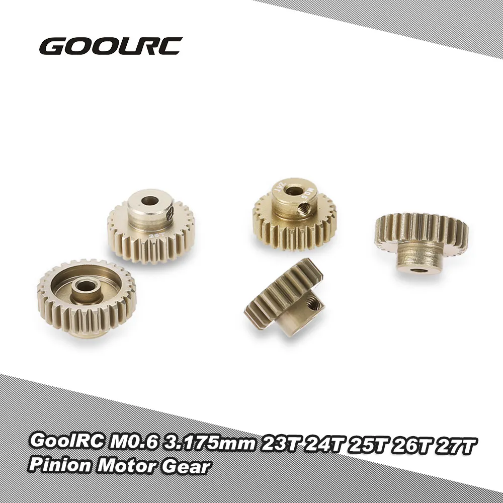 

GoolRC M0.6 3.175mm 23T 24T 25T 26T 27T 0.6 Module Pinion Motor Gear for 1/8 1/10 RC Buggy Monster Truck Brushed Brushless Motor
