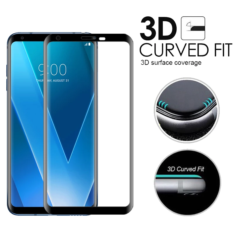 3D изогнутое полное покрытие из закаленного стекла для LG V30 V30S V35 V40 V50 V50S G8X G8 G7 Plus ThinQ Защитная пленка для экрана