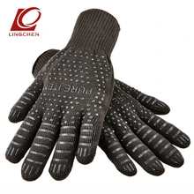 Серый цвет барбекю перчатки с Нескользящие силиконовые ручки, Прихватки, доказательство пожара перчатки, выпечки, пособия по кулинарии, гриль, Кухня перчатки