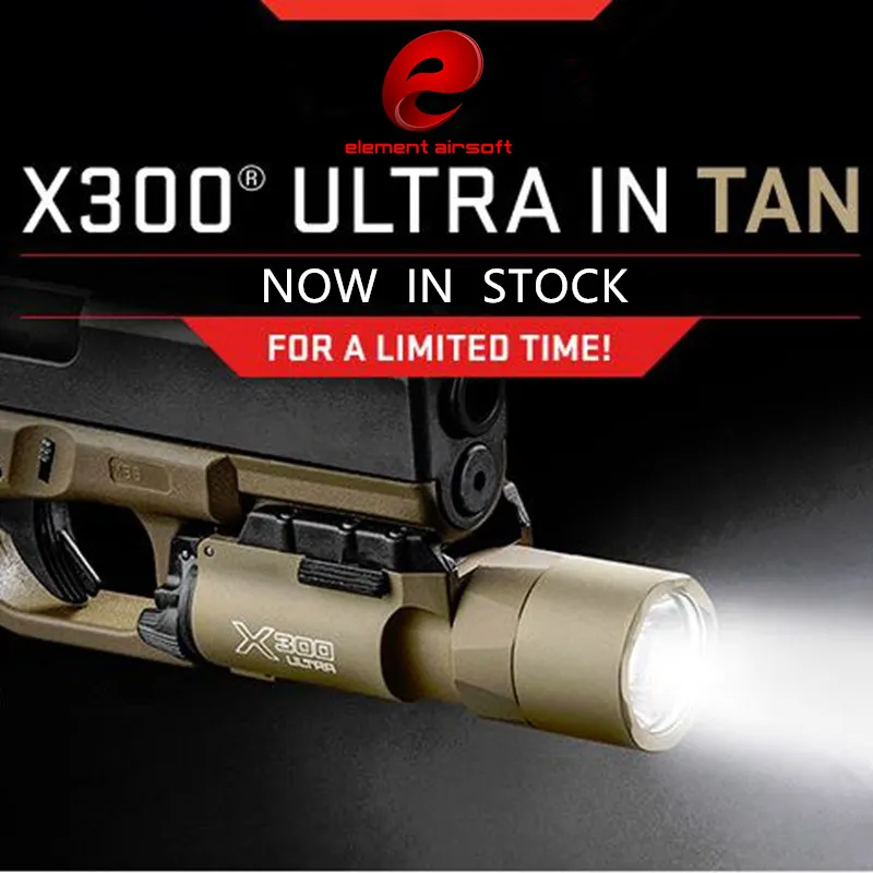 Lúmen com Trilho Elemento Airsoft Surefir Ultra Arma Lanterna Pistola Softair X300u Fashlight 370 Picatinny Preto X300 3 Luzes de armas
