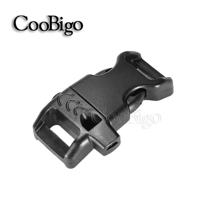 

100pcs Outdoor Emergency Survival Parachute 550 Cord Paracord Bracelet Black 5/8" Side Release Buckle Whistle Curved Pets Strap