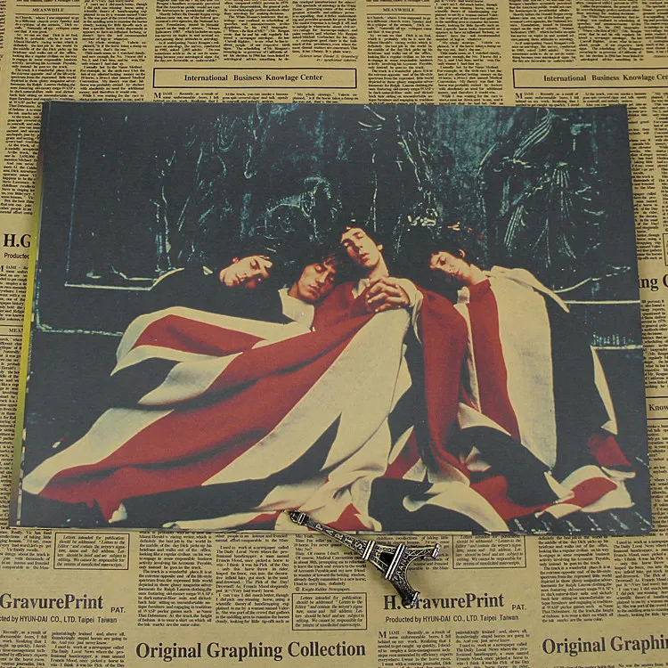 

Who the who's Retro brown paper rock poster bar classic Cafe piano line decorative painting core