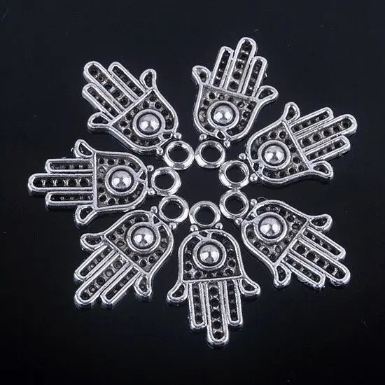 120pcs/lot 12*20mm classic antique silver plated Hamsa Hand Fatima