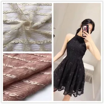 

Hot style embroidery jacquard cut chiffon worsted fabric plain dress ladies polyester worsted cloth
