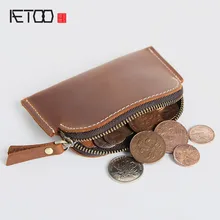 AETOO Crazy horse кожа ретро карта пакет мужские Ультра-тонкие кожаные многофункциональные маленькие карты пакет Женская молния Мини маленький wa