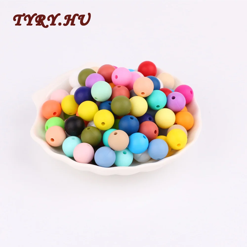 

TYRY.HU 100PC 12mm Round Silicone Beads Safety BPA Free for DIY Baby Teething Necklace Accessories Food Grade Silicone Teether