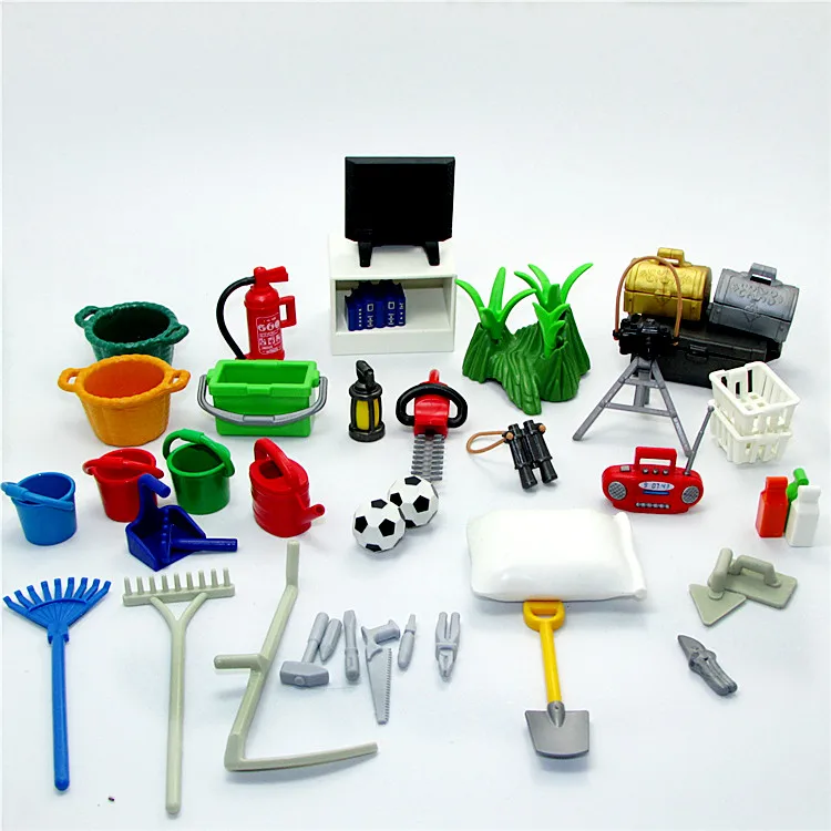 Playmobil Toys For Children Original Playmobil Accessories Toys Tools Beds TV Football Bag Bucket Desk Grass Camera Mini Toys